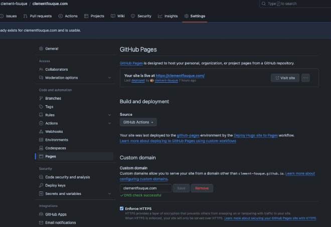 GitHub pages custom domain configuration